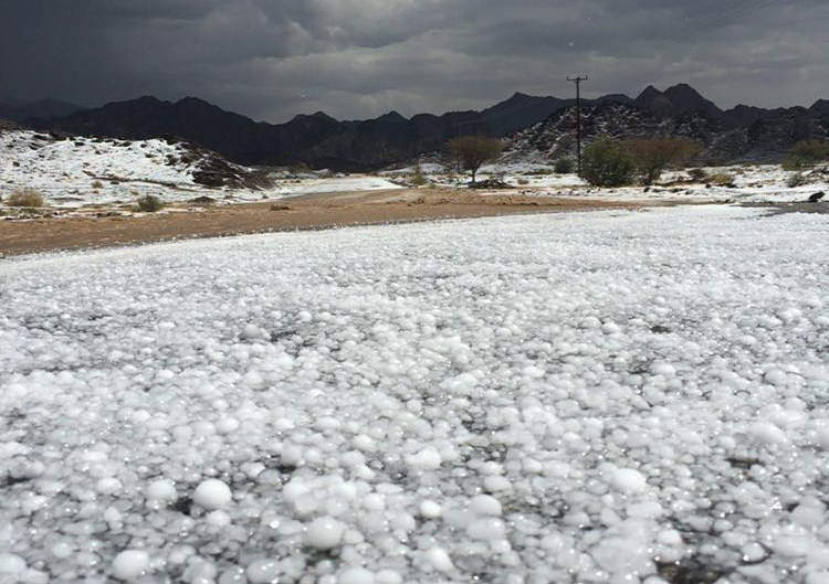 Oman weather: Hailstorm in Samail