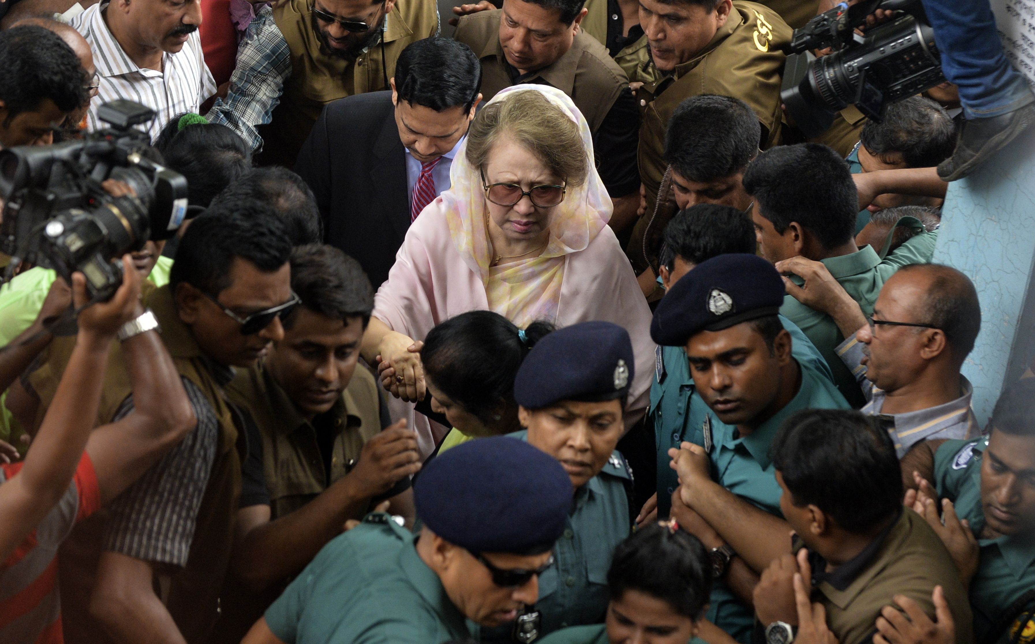 Bangladesh ex-PM surrenders to court over bus attack, granted bail