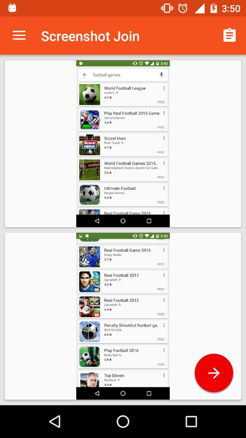 تطبيق Screenshot Join لعمل لقطة شاشة لعدة صور ودمجهم بصورة واحدة