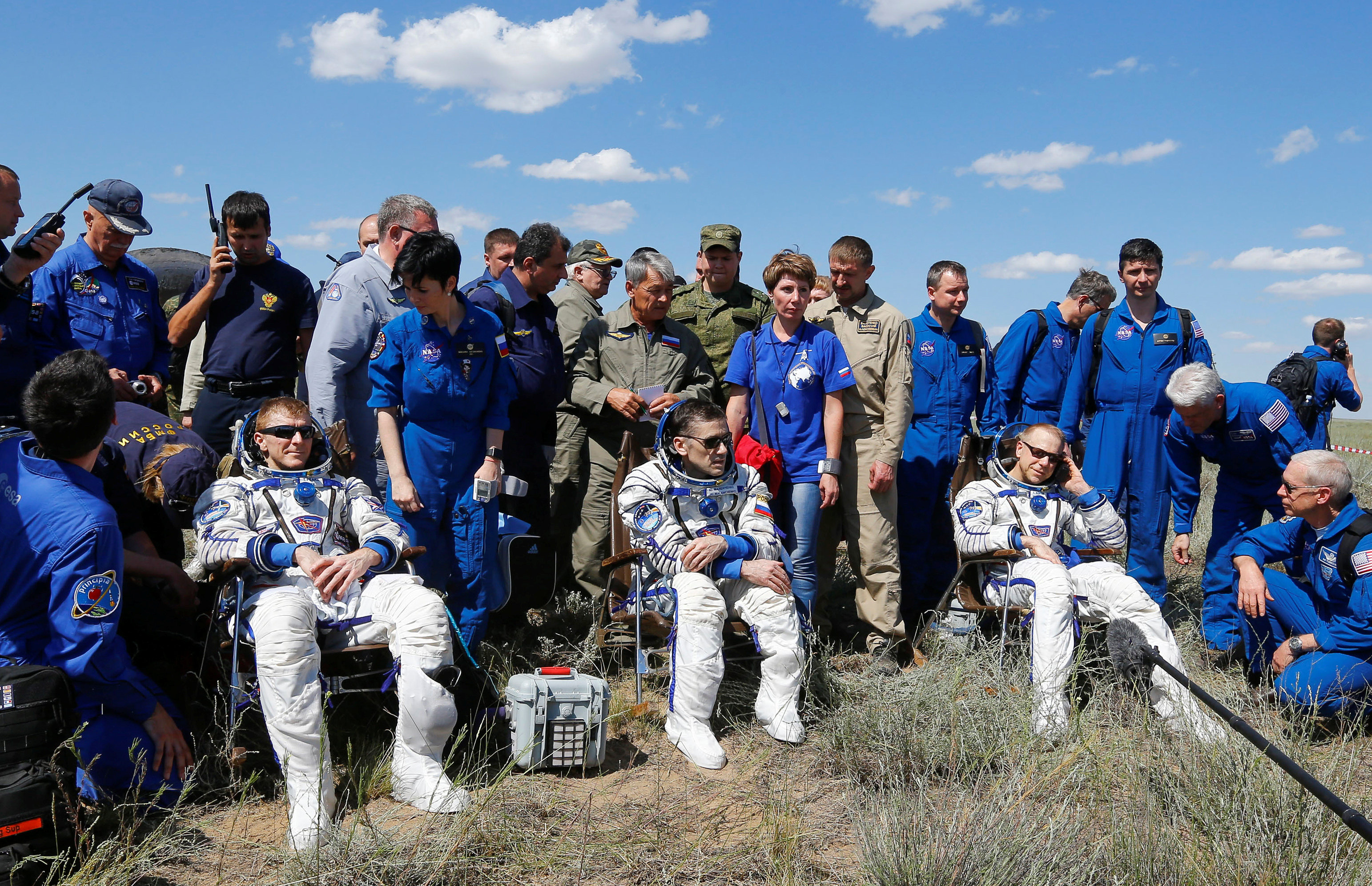 Capsule carrying space station crew lands in Kazakhstan