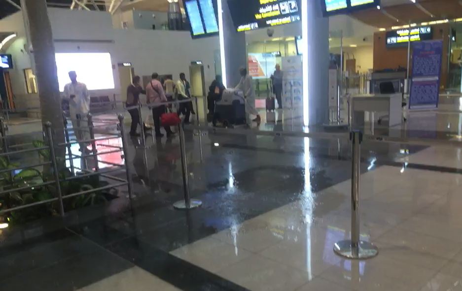 Oman weather: Rainwater leaks inside Salalah airport