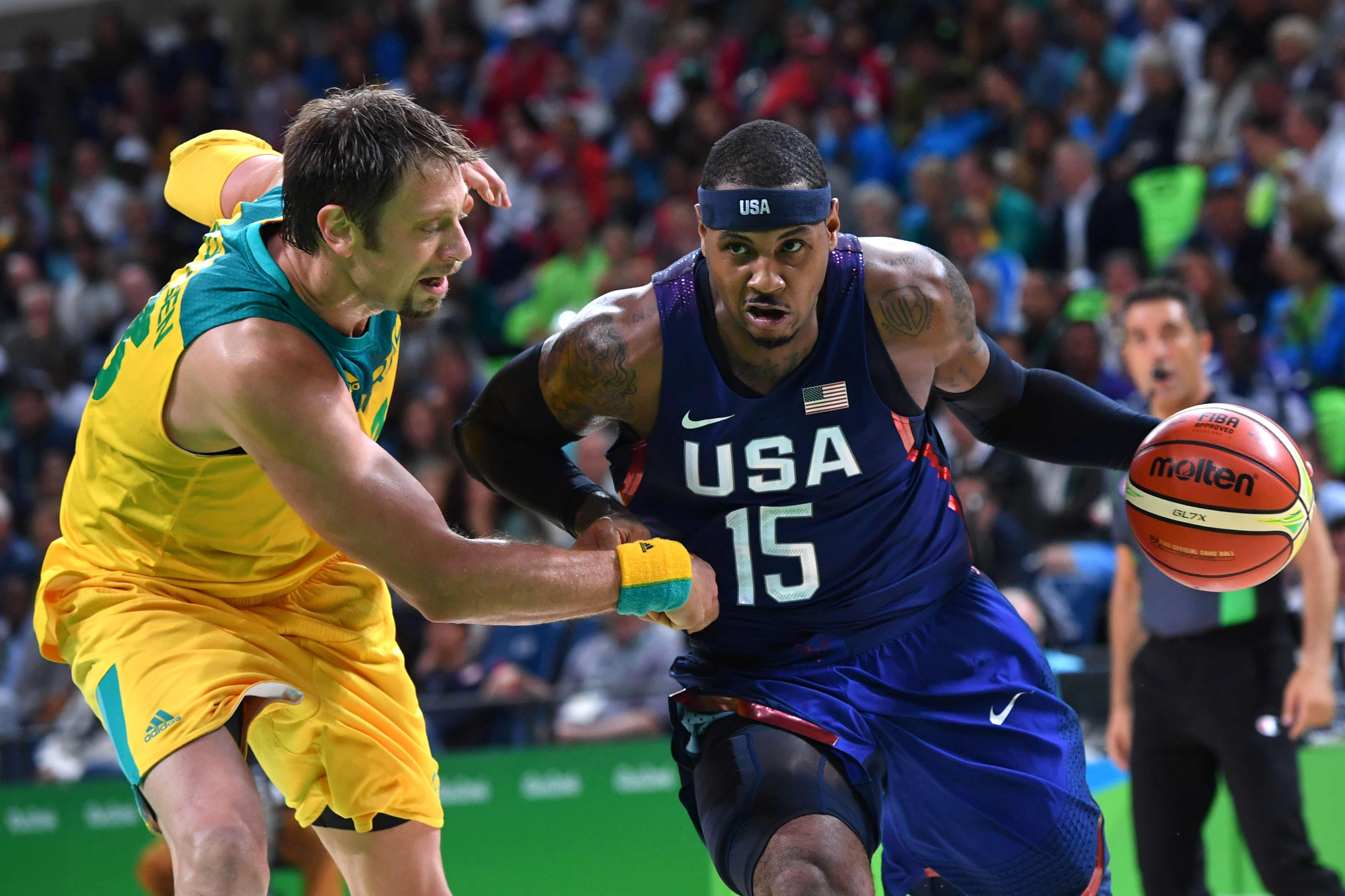 Olympics: basketball-Unbeaten U.S. survive Australia scare