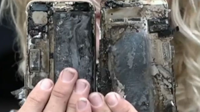 iPhone 7 bursts into flames, destroys vehicle
