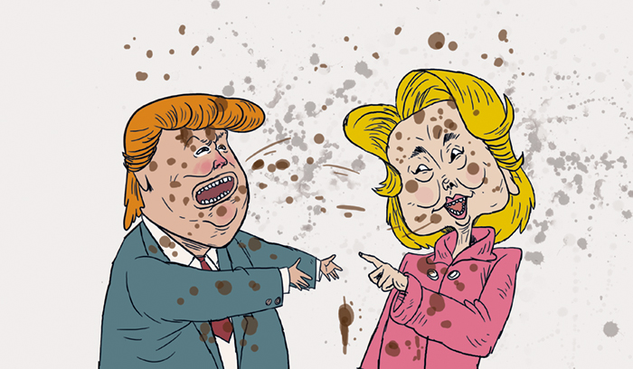 Mudslinging US presidential candidates