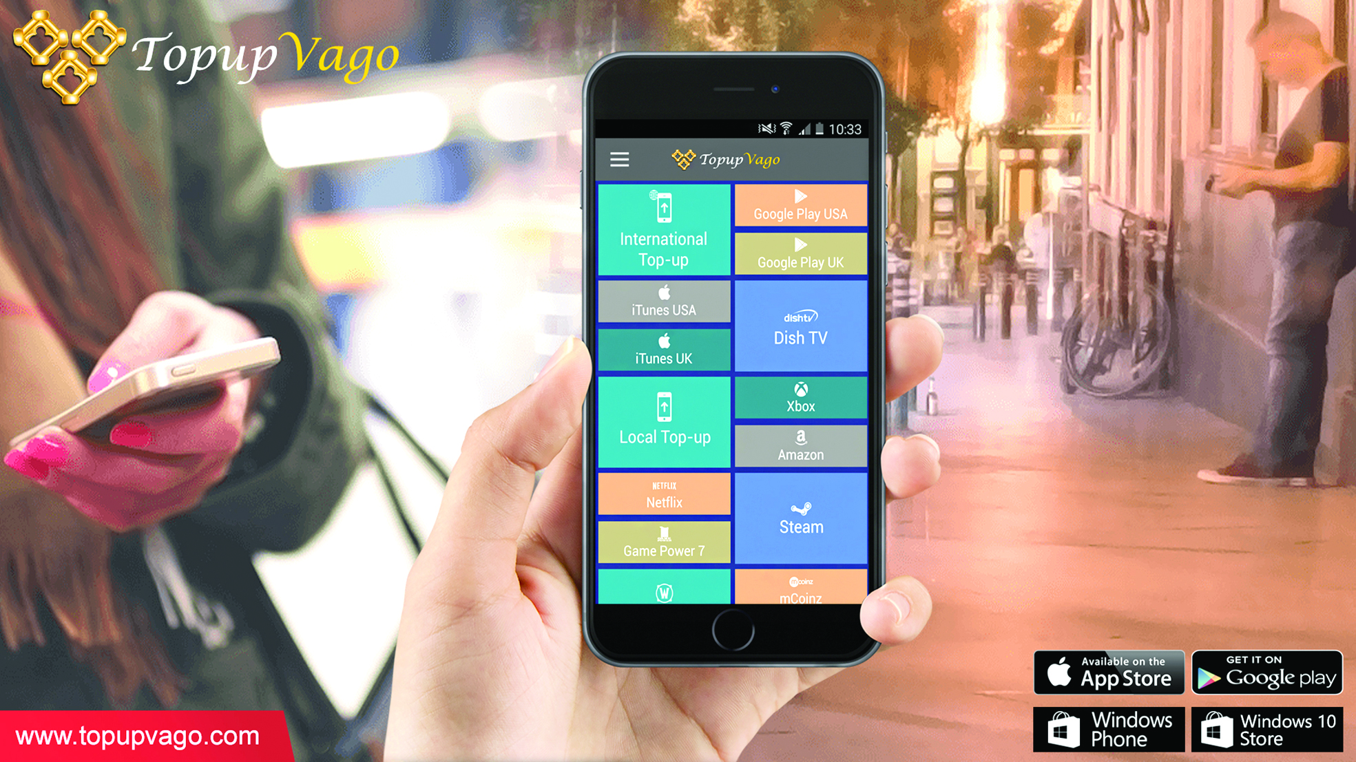 أعد التعبئة لهاتفك النقال فقط بكبسة زر مع Topup Vago