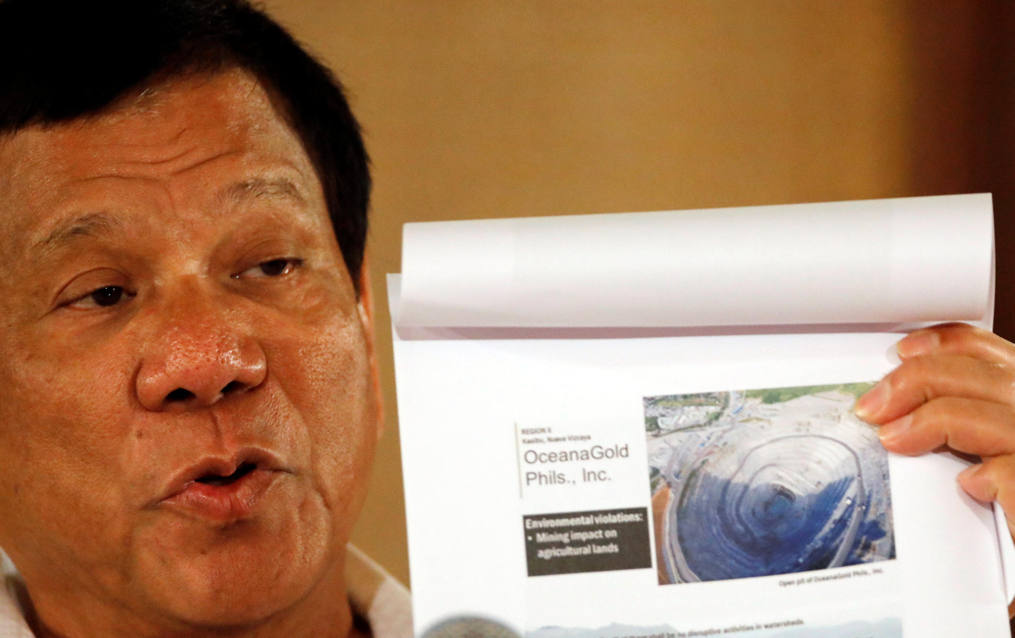 Duterte links miners to destabilisation plot, wants mining ban in Philippines