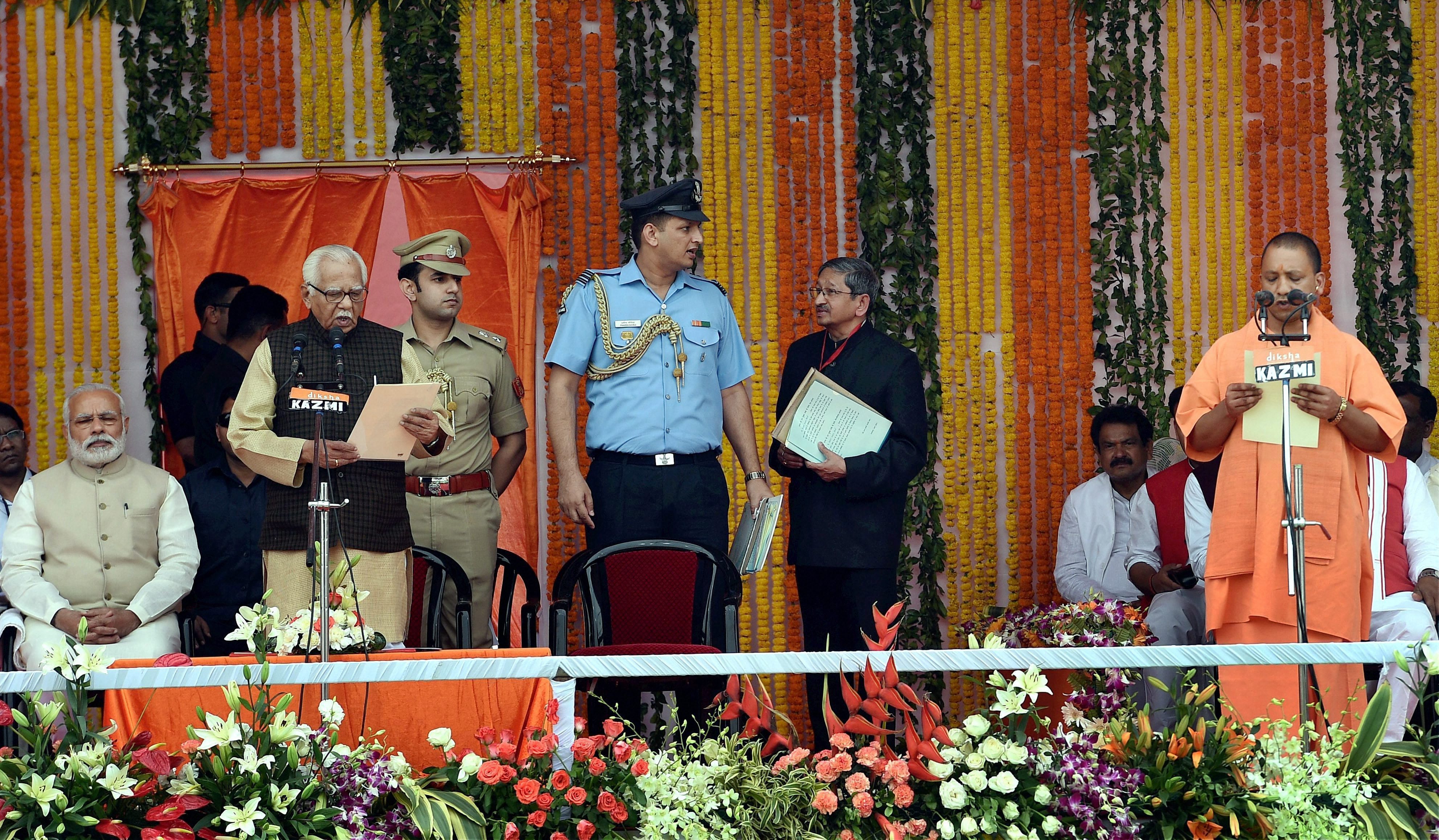 Yogi Adityanath sworn in as chief minister of Uttar Pradesh