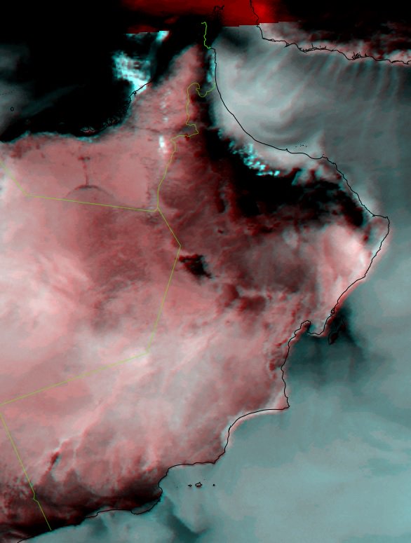 الأرصاد: انتشار الغبار و العوالق الترابية على مناطق  بحر عمان وجنوب الشرقية