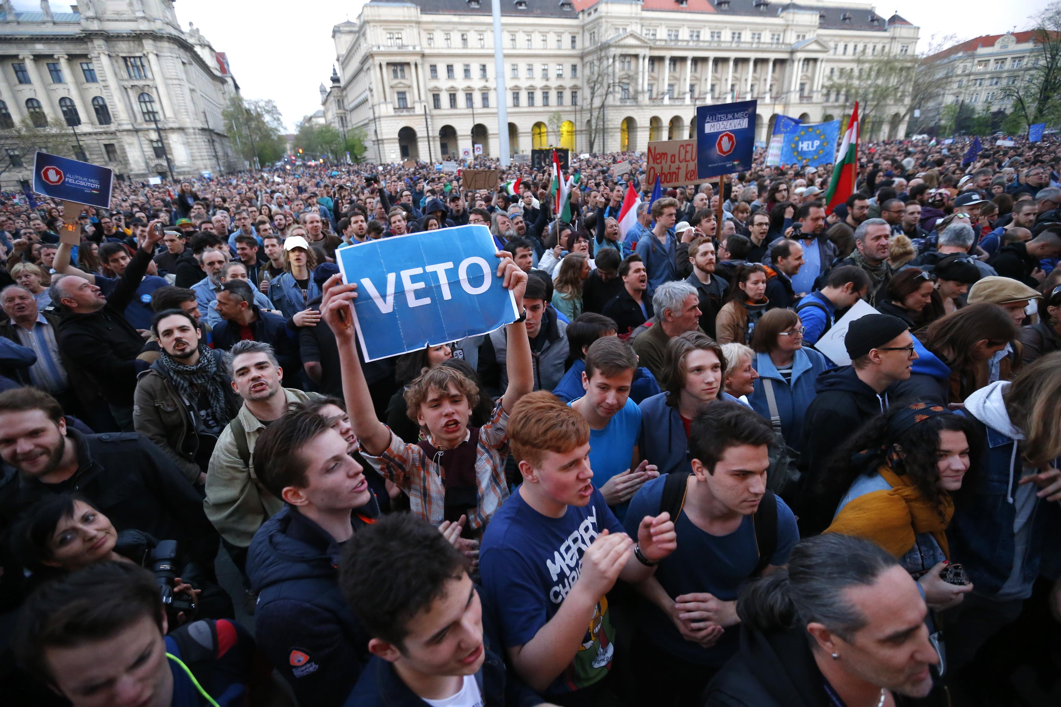 Thousands protest in Hungary against bill that could oust Soros university