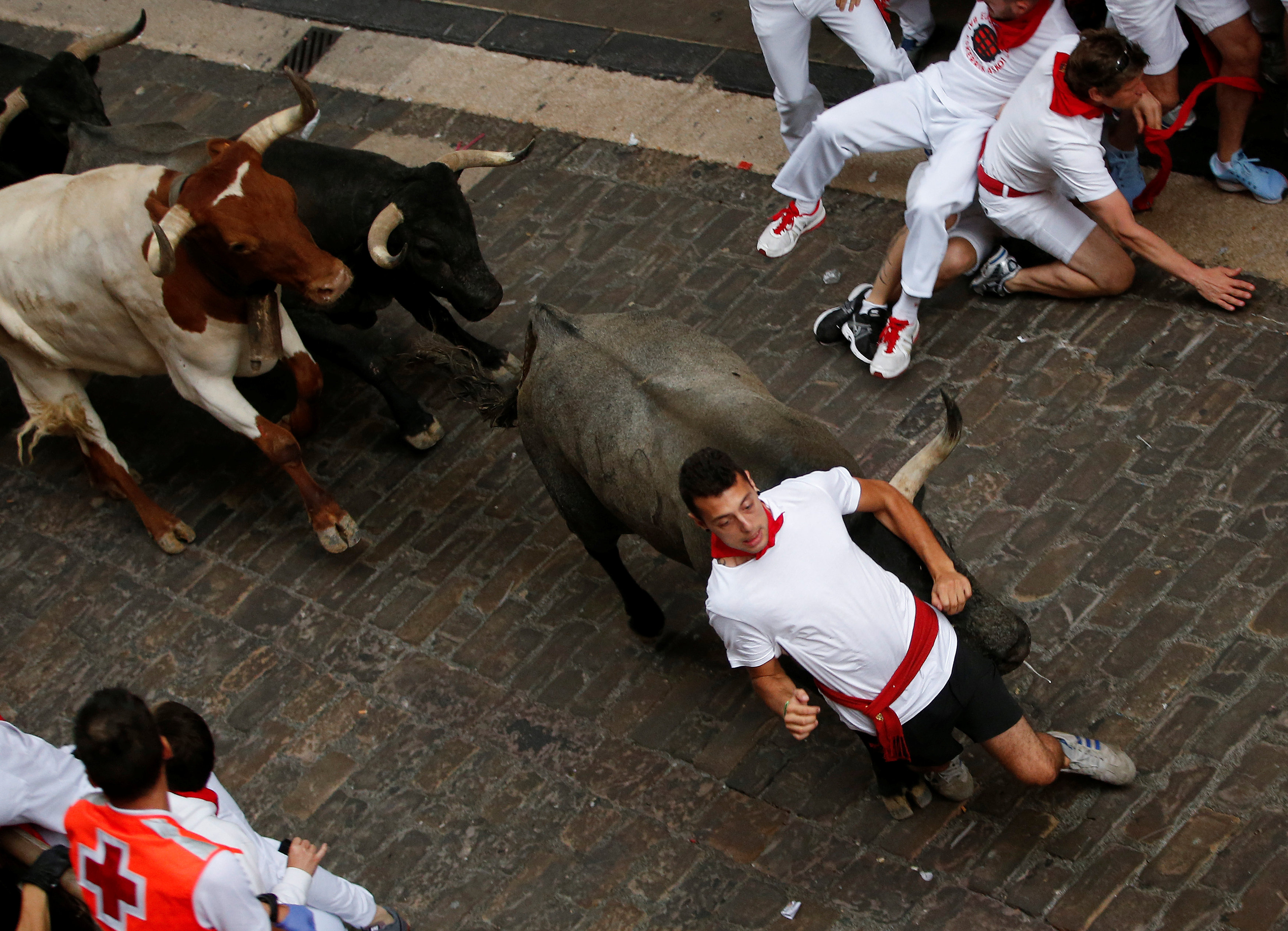 Two people gored on second day of Pamplona bull-run festival