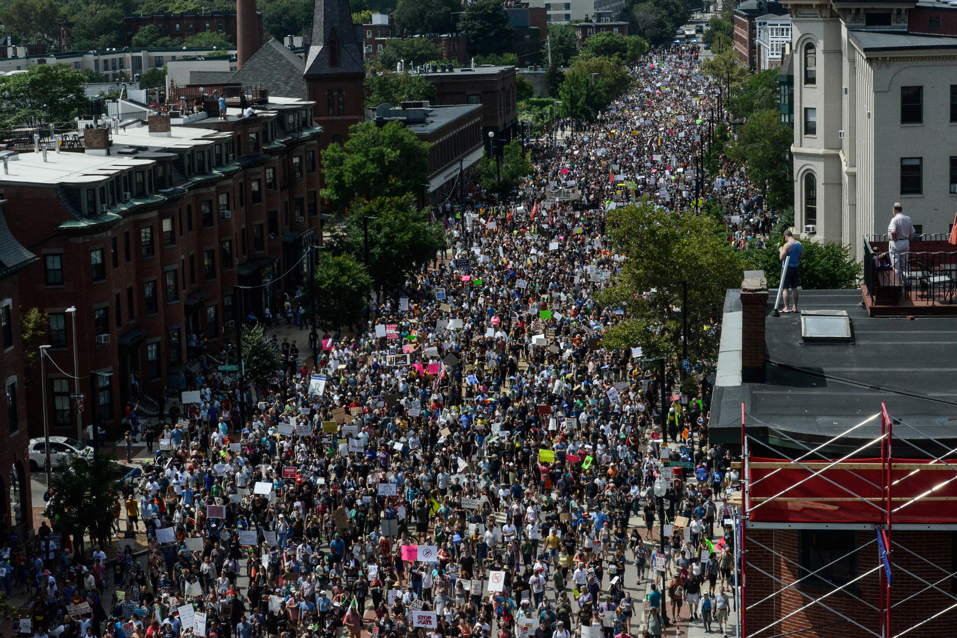 Thousands take to streets in Boston protest against hate speech