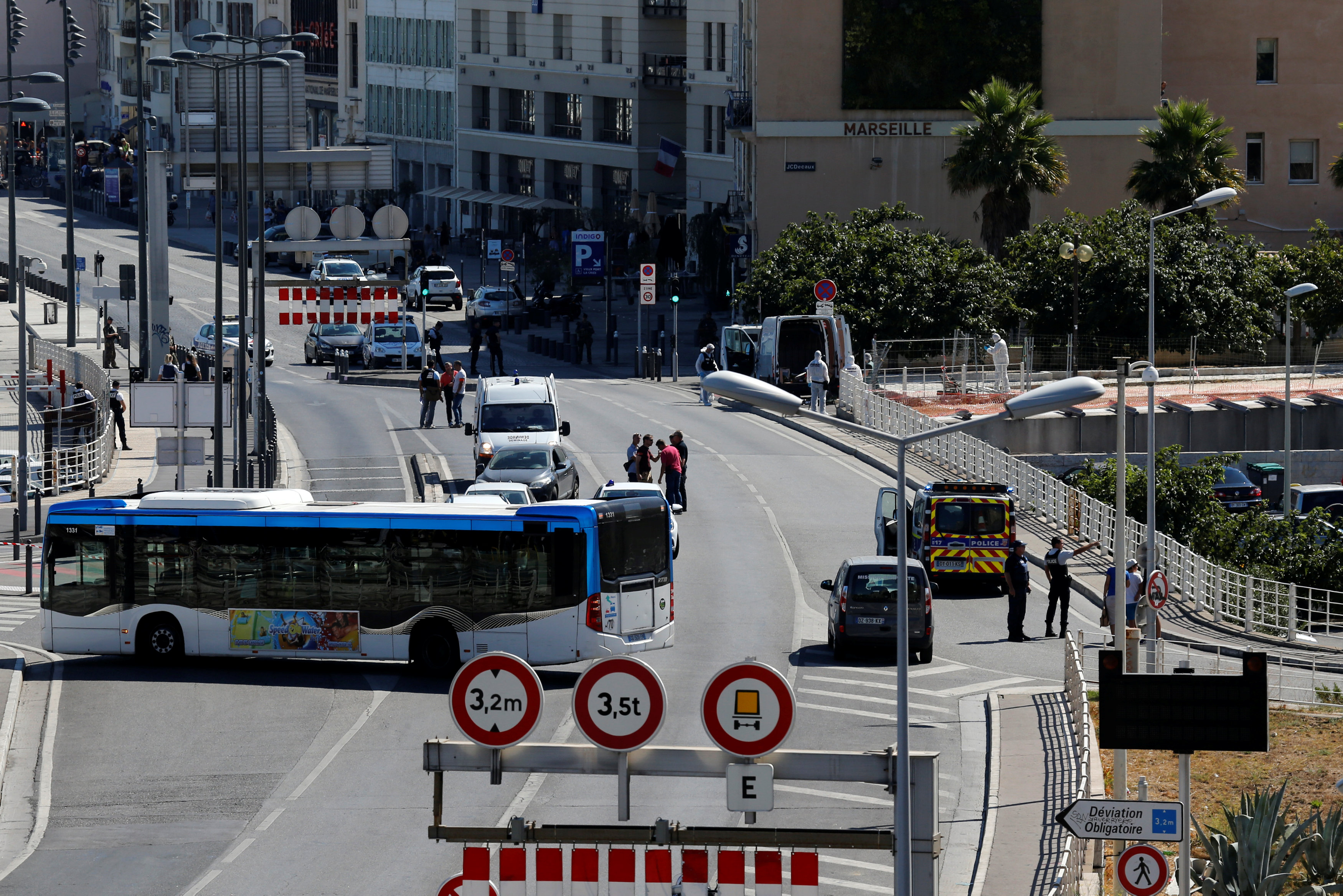 In pictures: Vehicle rams into bus shelters in Marseille, France