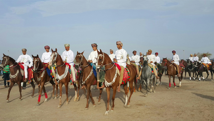 Horse riders display skills in Oman's Wilayat of Manah