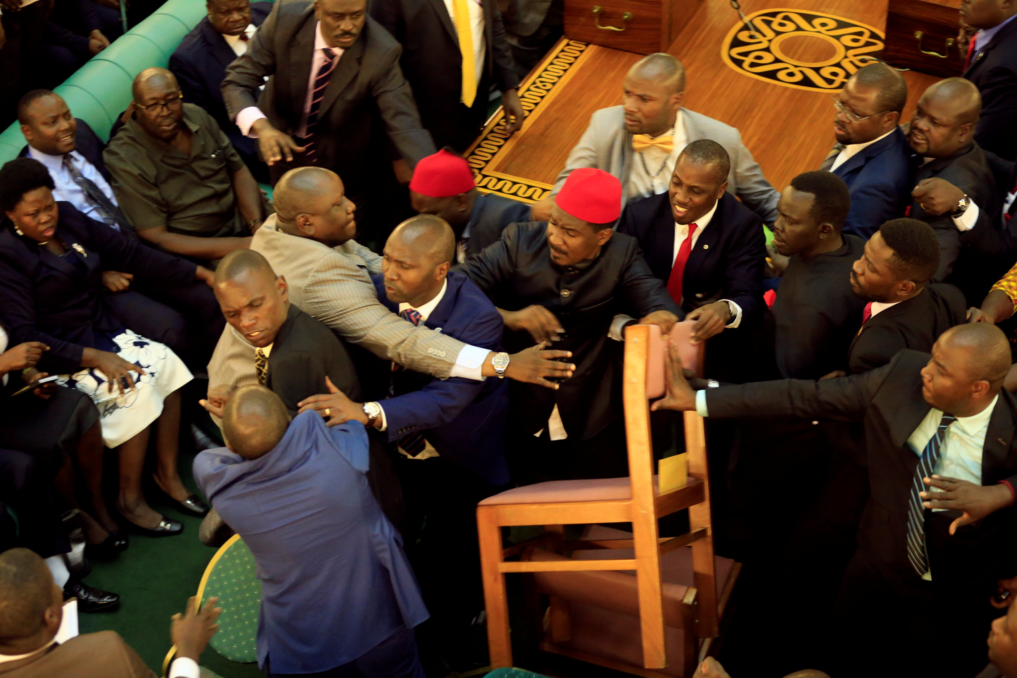 Fistfights erupt in Uganda's parliament amid move to extend Museveni rule