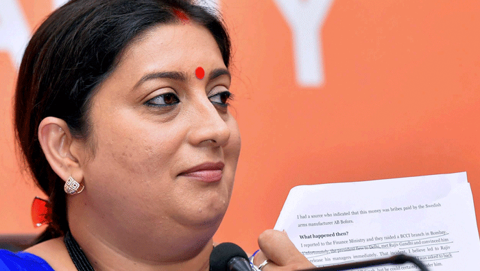 Irani asks Congress to come clean on Bofors