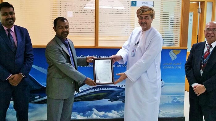 Oman Air's Supply Chain Management receives ISO 9001:2015 certification