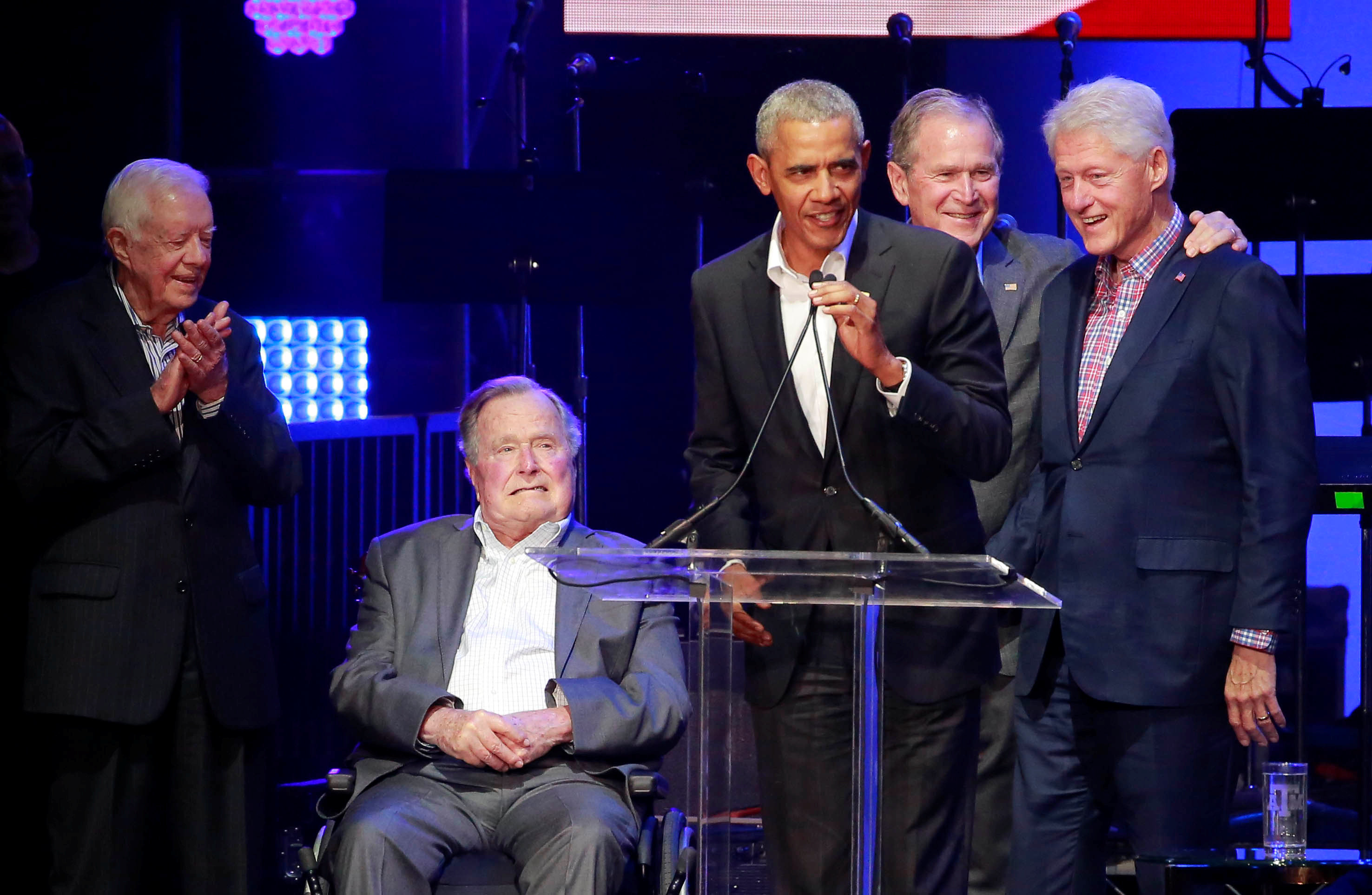 In Pictures: Five former U.S. presidents gather to support hurricane relief efforts