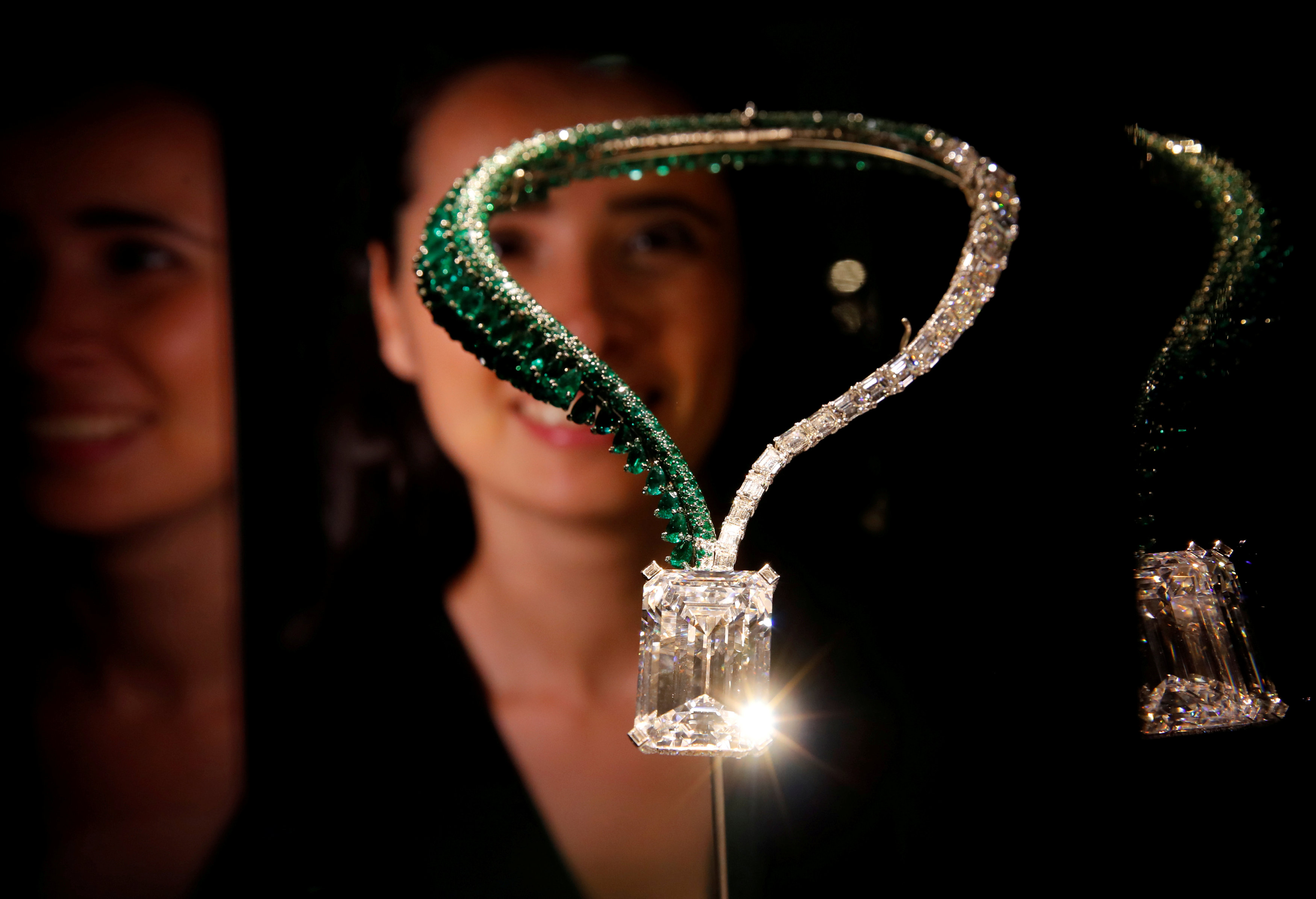 Necklace with largest flawless white diamond sold for record $34 million at auction