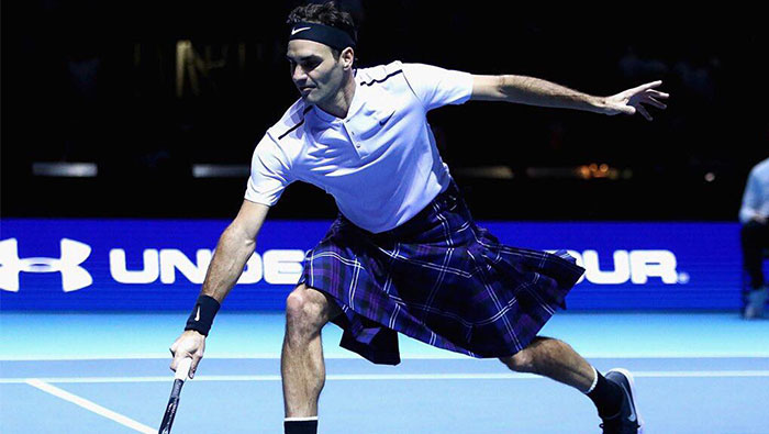 A career first as Roger Federer plays in a kilt against Andy Murray