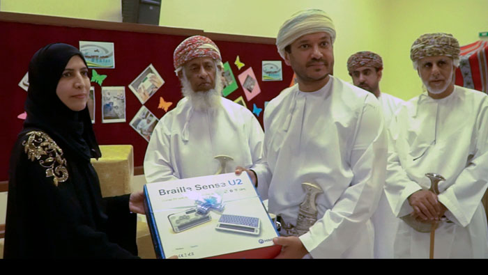 Eshraqa donates Braille Sense machines to Omar Bin Khattab Institute
