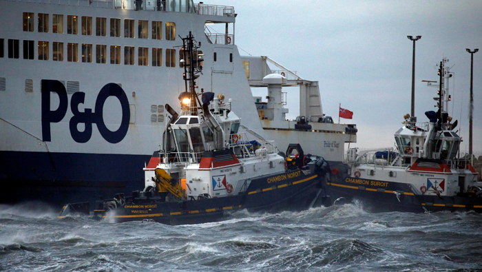 Dover-bound ferry runs aground in Calais, no injuries