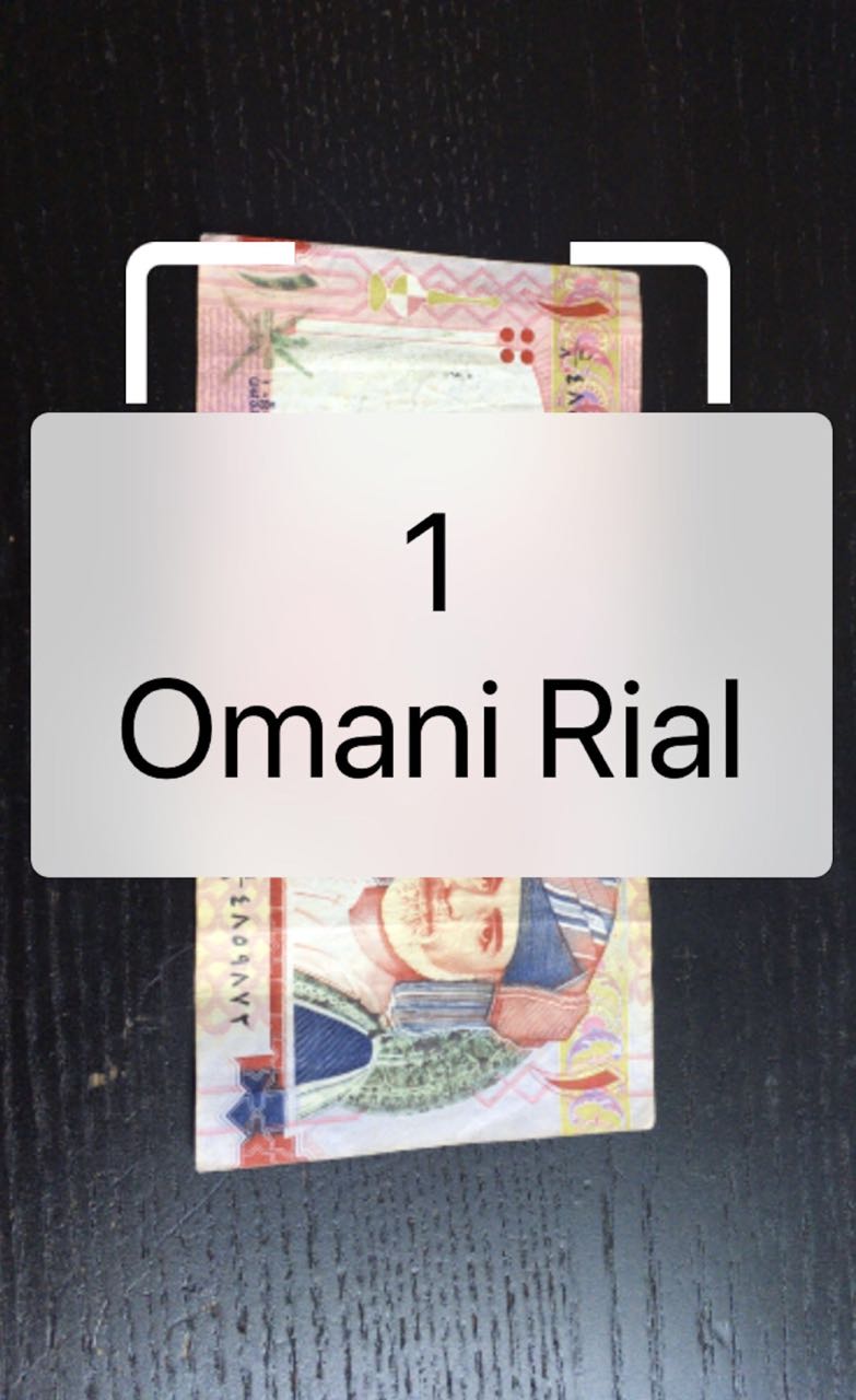 Currency detection app for visually-impaired in Oman