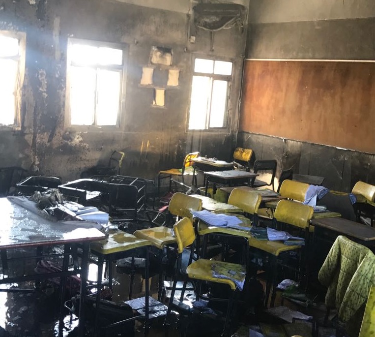 حريق بقاعة مدرسة في شناص
