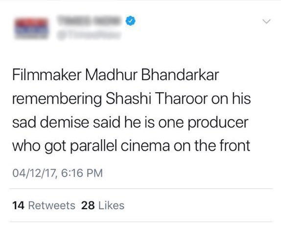 Indian news channel's typo leads to politician Shashi Tharoor's 'sad demise'