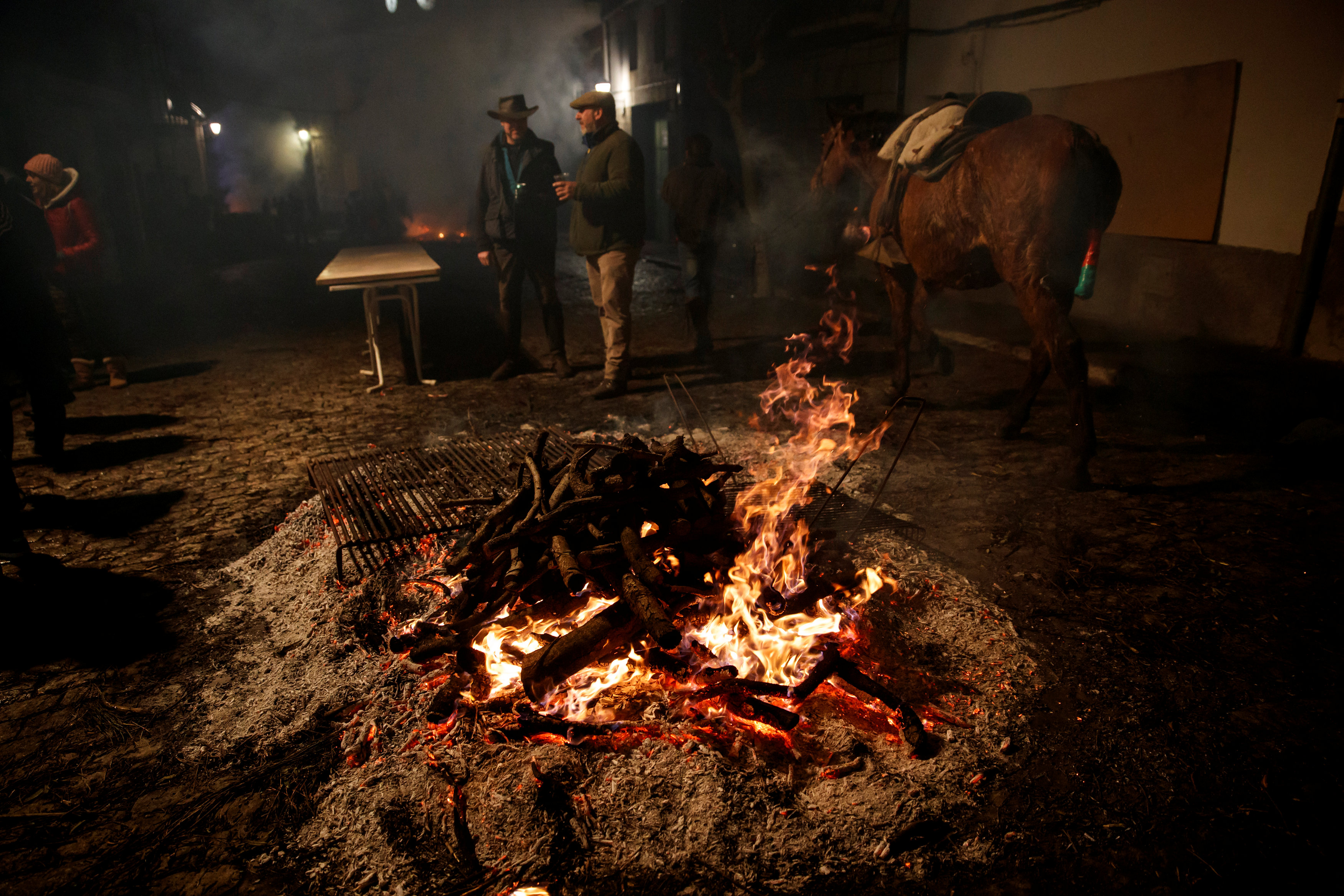 Horses jump through roaring flames at Spanish festival