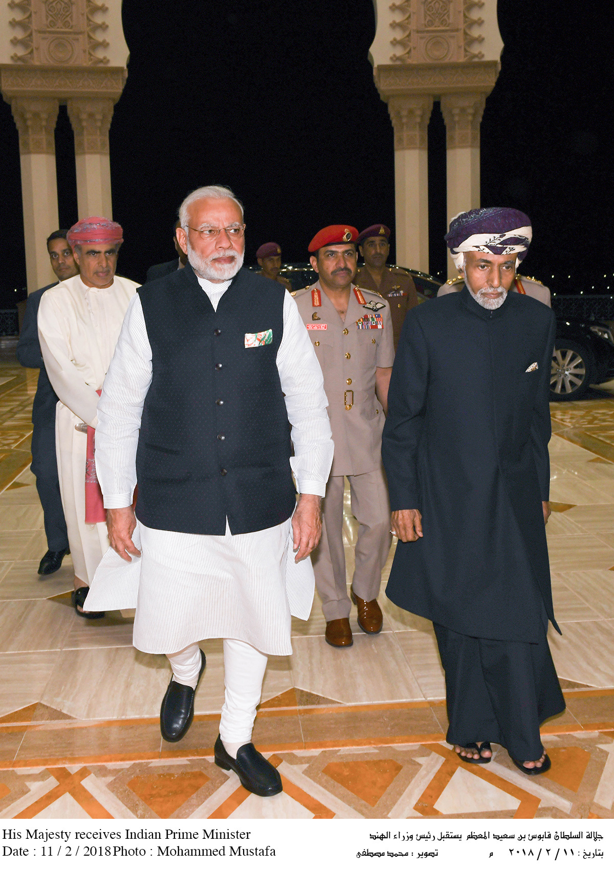 بالصور.. جلالة السلطان المعظم يستقبل رئيس وزراء الهند