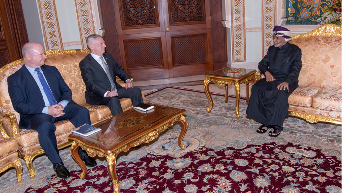 His Majesty Sultan Qaboos gives audience to US Defence Secretary Mattis