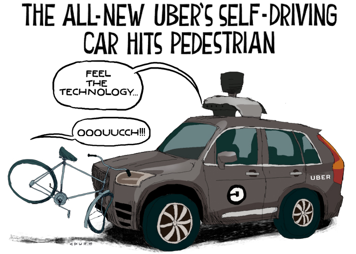 Self-driving Uber car hits pedestrian