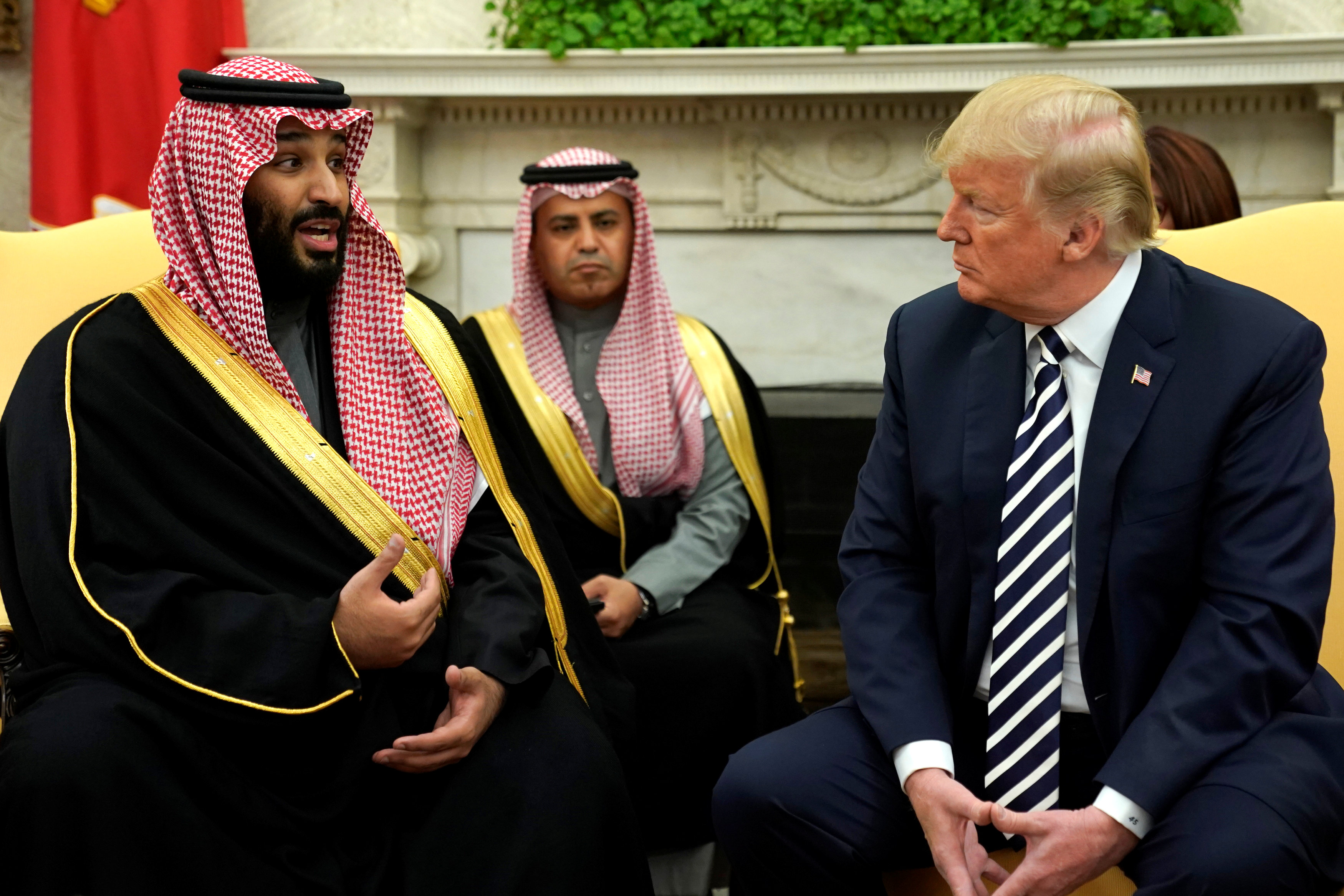 Trump praises US military sales to Saudi Arabia, welcomes crown prince