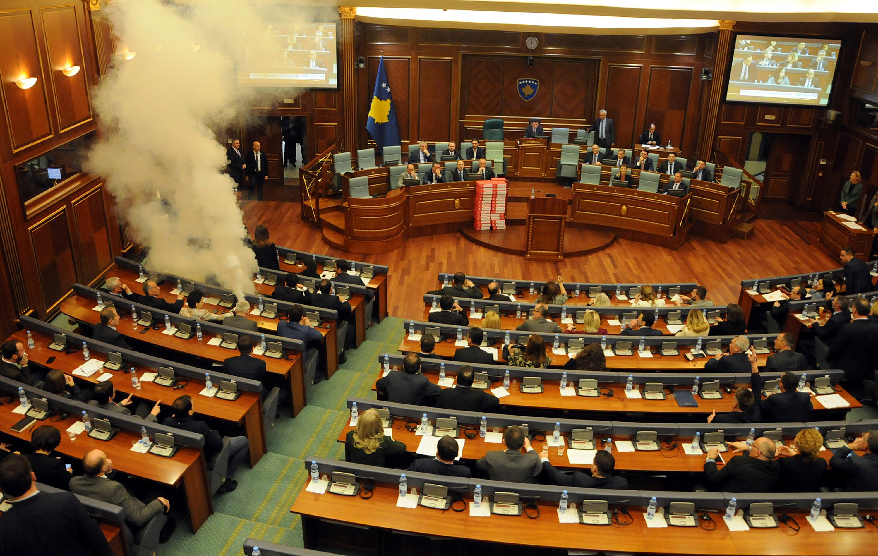 Kosovo opposition use teargas in parliament to delay vote on Montenegro border deal