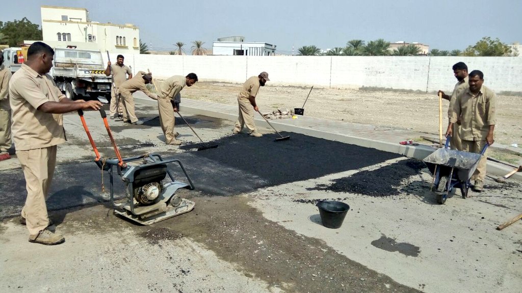 Damaged roads under repair in Muscat