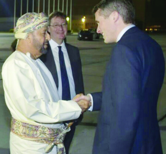 British Defence Minister Gavin Williamson arrives in Oman