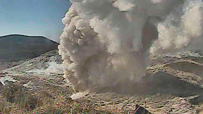 Japanese volcano erupts, spitting out smoke and rock; no injuries