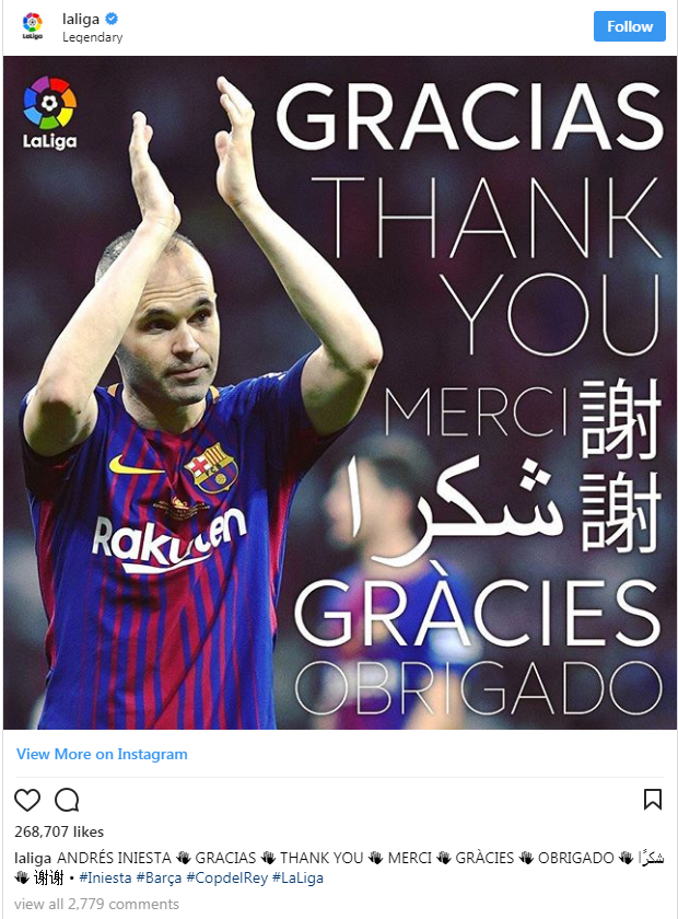 "نهائي انييستا".. حساب الليجا يشير إلى رحيل قائد برشلونة