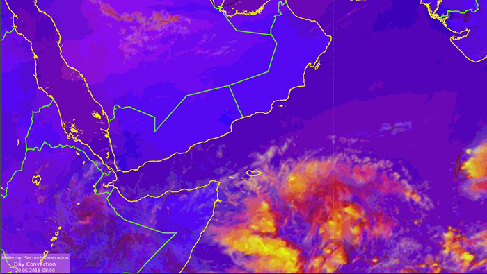 Tropical storm forming in the Arabian Sea