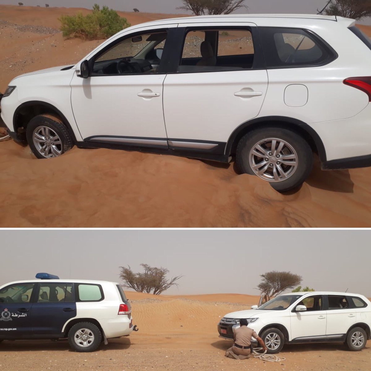 بالصور.. عمليتان لشرطة منفذ حفيت لمساعدة خليجيين وسياح تعطلت مركباتهم