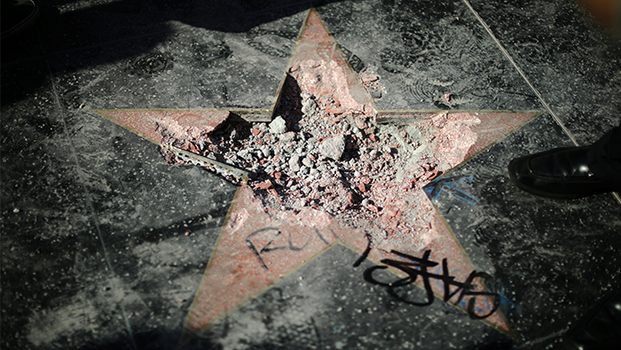 Man vandalises Trump's Hollywood sidewalk star with a pickax