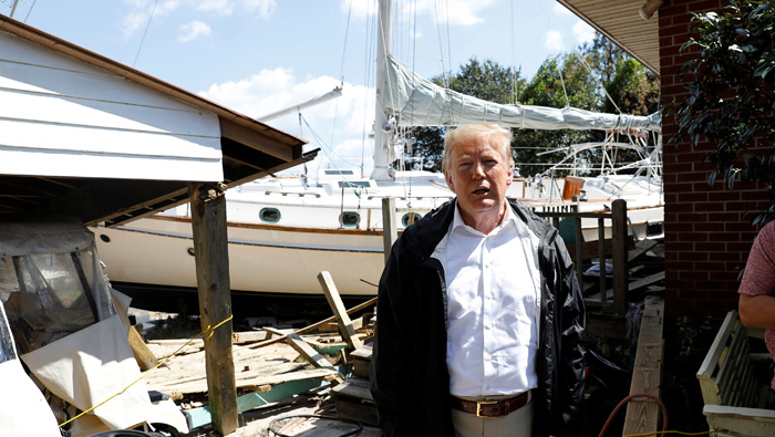 Trump pledges strong federal support for hurricane-stricken Carolinas