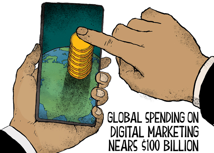 Global spending on digital marketing nears $100 billion