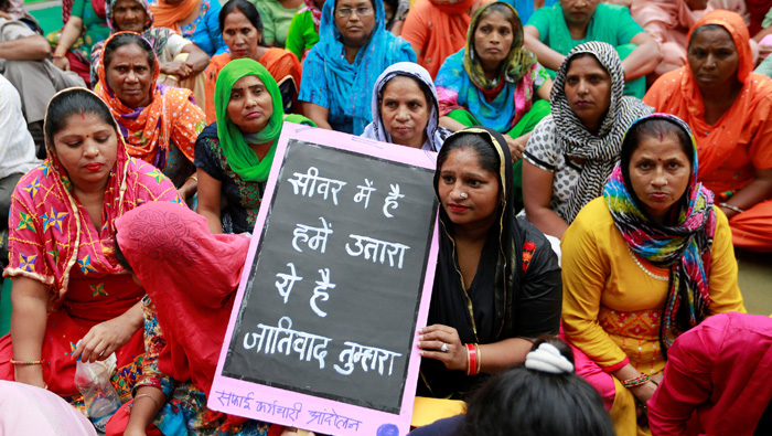 Hundreds protest in Indian capital against deaths of sewer cleaners