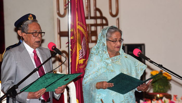 Hasina sworn in as Bangladesh PM after 'tainted' polls