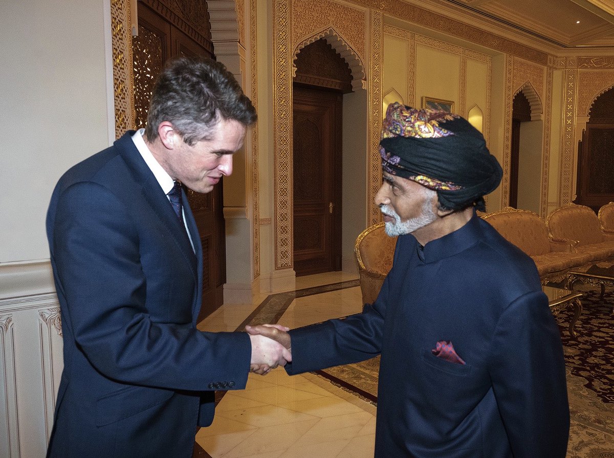 His Majesty Sultan Qaboos gives audience to UK Defence Secretary