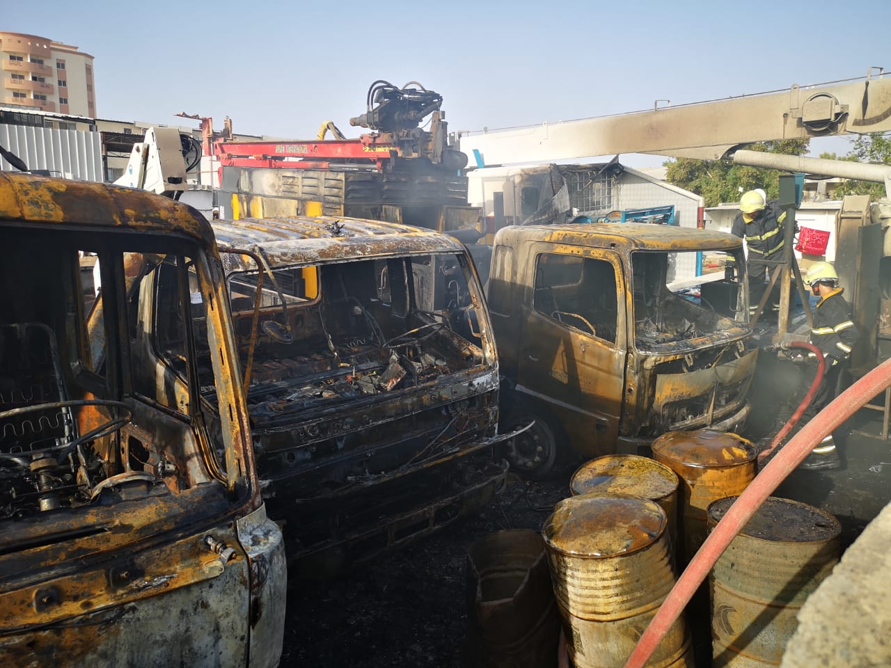 Fire destroys four trucks in Muscat