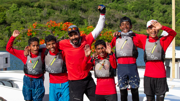 Young Omani sailors racing in the Caribbean regatta