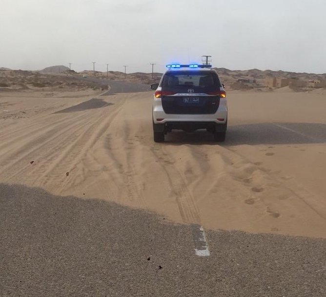 Sand dunes interrupt traffic on these roads