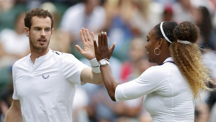 Williams, Murray win mixed doubles opener at Wimbledon